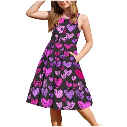Back to School Dersses for Girls Flowy Sleeveless Sundress Casual Summer A-Line Midi Dress Cute Outfits 2-12 Years