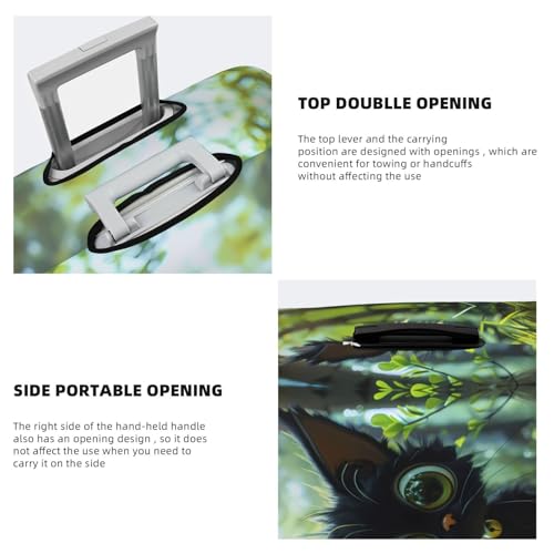 Cute Big-Eyed Black Cat Travel Luggage Covers - Elasticity Suitcase Covers Protector for Luggage 18-32 Inch4