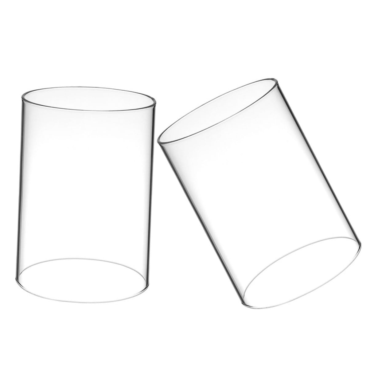 NOLITOY Abat-Jour en Verre Transparent 10 * 20cm 2 Pièces Cylindrique Résistant Vent Décoration pour Bougies Fournitures pour Bougeoirs Facile à Nettoyer