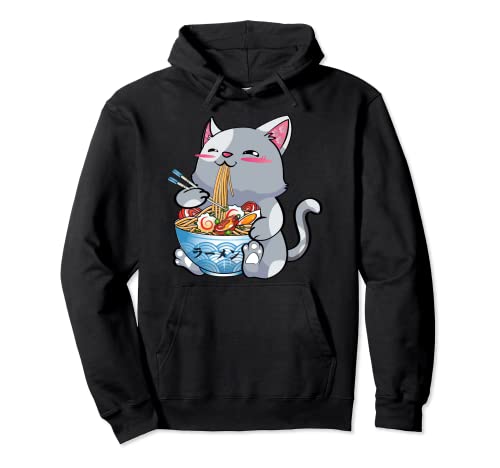 Ramen Cat Kawaii Neko Anime Japanese Gift Men Women Pullover Hoodie