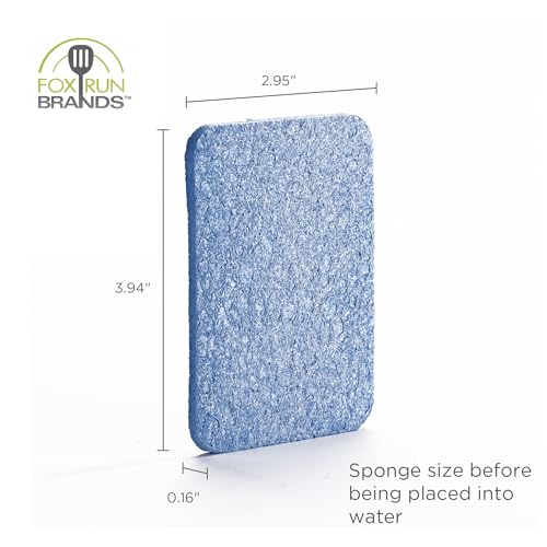 Image of Fox Run Blue Natural Cellulose Dish Sponges, Set of 12 Non Scratch Kitchen Sponges for Nonstick and Metal Pans
