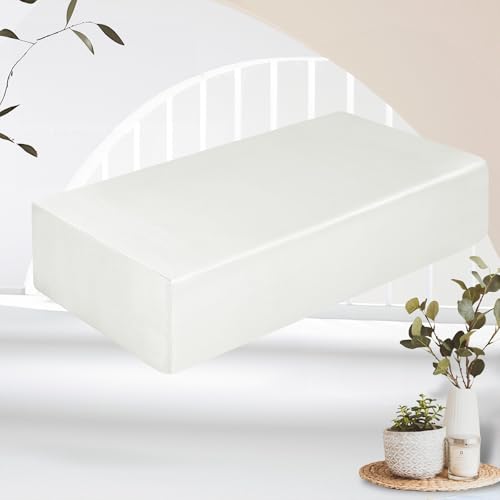 VACVELT Satin Cube Pillowcase White 24x12x5.5 Side Sleeper