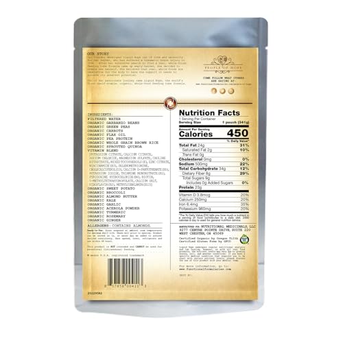 Functional Formularies Liquid Hope Organic Tube Feeding Formula And Nutritional Meal Replacement Supplement, 12 Oz Pouch, Single