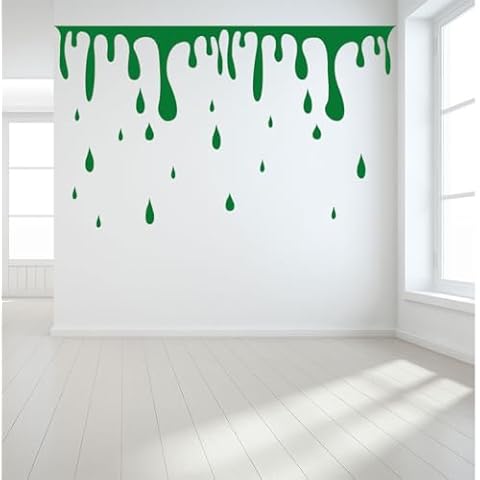 Vinyl Wall Art Decal - Blood Dripping - 23" x 79" - Fun Spooky Halloween Slime Decoration Sticker - Kids Teens Adults Indoor Outdoor Wall Door Window Living Room Office Decor (23" x 79", Green) Cover