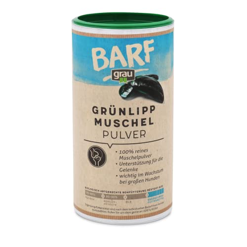 GRAU - das Original - 100% reines Grünlippmuschelpulver, zur Unterstützung der Gelenke, 1er Pack (1 x 500 g), Ergänzungsfuttermittel für Hunde & Katzen