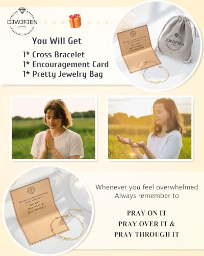 Image of Cross Bracelet Christian Gifts for Women Girls Easter Confirmation Baptism Gifts
