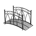 Kinsunny 4 Ft Garden Bridge - Metal Footbridge for Outdoors, Safety Side Rails with Fashionable Patterns, Decorative Garden Arch Walkway for Stream, Creek, Pond, Black