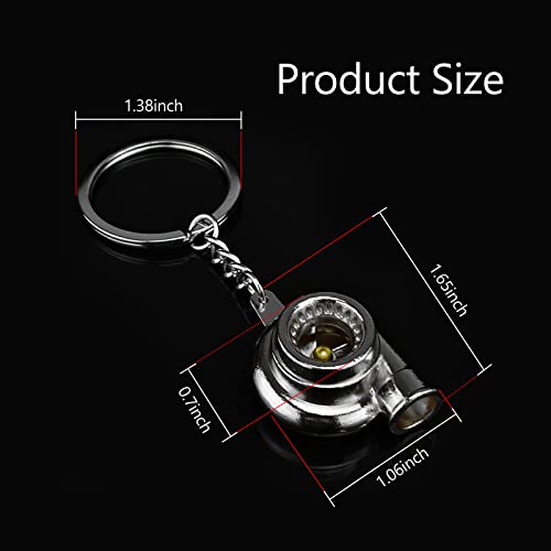 Yonwait 1 Pc Auto Polished Turbo Keychain, Ring Rotating Key Ring Diy Small Toys, For Car Key Decoration (Silver) #TOP1