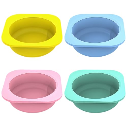 Funabridge Cuencos de silicona para porciones de alimentos, paquete de 4, apilables, coloridos, no tóxicos y aptos para microondas para prueba de masa de pizza