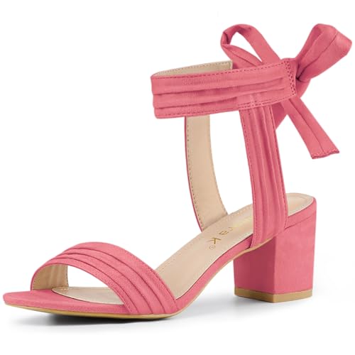Image of Allegra K Women's Open Toe Ankle Tie Back Block Heels Sandals