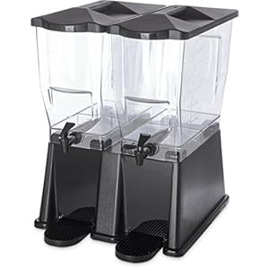 Carlisle FoodService Products TrimLine Plastic Economy Double Base Beverage Dispenser, 2 x 3.5 Gallons, Black