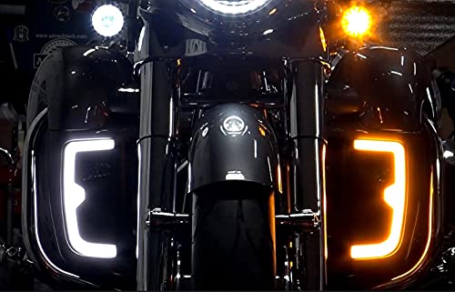 Advanblack Led Light, Running, Turn Signal, Lower Fairing Grills, Switchback Flare Fit For 2014 15 16 17 18 19 20 21 22 2023 Harley/Davidson Touring, Road Glide, Street Glide, Electra Glide, 1 Pair #TOP5