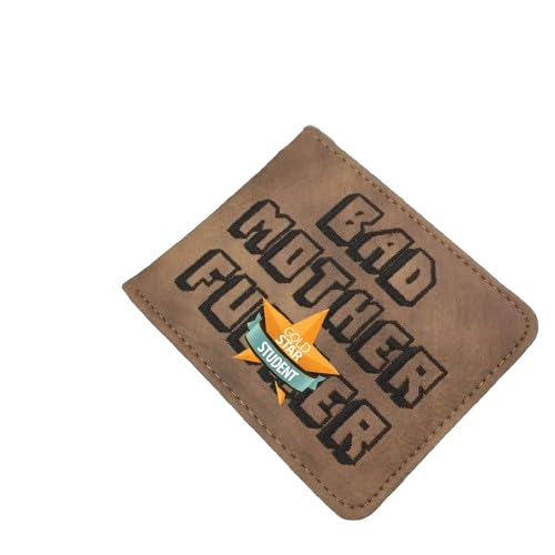 Embroidered Bad Mother Leather Wallet bad mother f ker wallet leather (brown)3