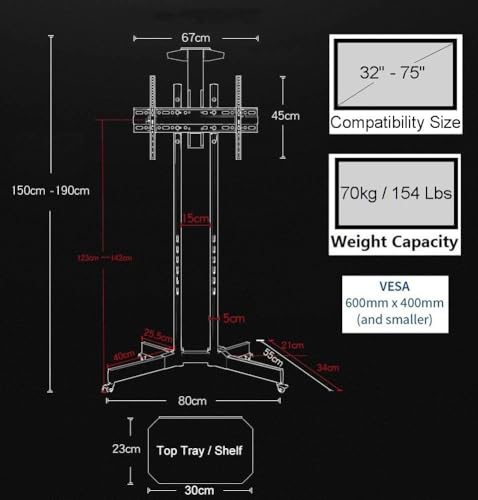 Soporte móvil ajustable para TV de 32 a 70 pulgadas miniatura 2