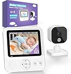 Vigilância para bebés com câmara e ecrã IPS 720P de 2,8", câmara de vigilância bebé sem WiFi com zoom 2X/4X, visão noturna, VOX, intercomunicador bebé alcance 300 m, sensor temperatura (sem adaptador)