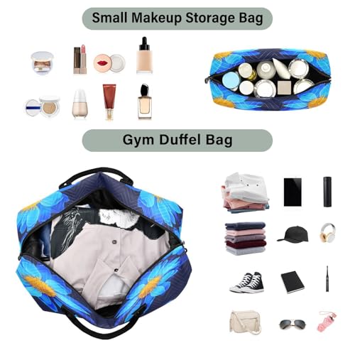 Large Foldable Travel Duffel Bag, Waterproof Gym Bag for Men & Women, Carry-On Luggage Weekender Overnight Bag, Midnight Bloom3