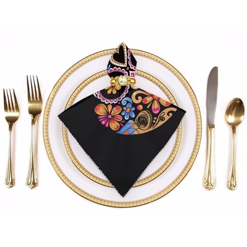 Servilletas de Tela con Calavera Dibujada a Mano, 4 PZS miniatura 3