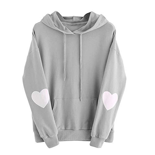 Sudaderas Adolescentes Chica,riou Mujer Sudaderas con Capucha Estampada Amor Casual Elegante Manga Larga Mujer Otoño-Invierno Costuras Tops Abrigo riou