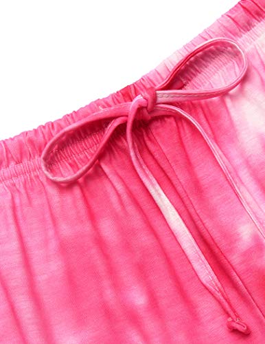 Image of Ekouaer Pajamas Set for Women Short Sleeve Lounge Set 2 Piece Loungewear PJs Soft Cute Lightweight Sleepwear,XX-Large
