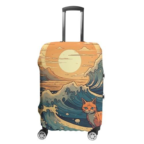 Anime Style Cat Luggage Cover Elastic Luggage Covers for Suitcase Travel Luggage Covers Anti-Scratch Washable Suitcase Sleeve Fits 19-32 Inch Luggage