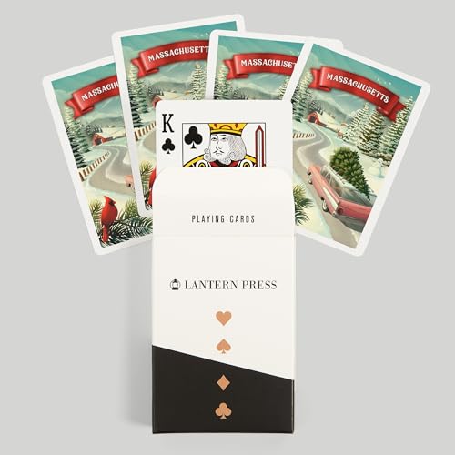 Lantern Press Massachusetts, Tradición Navideña, 52 cartas póker miniatura 6