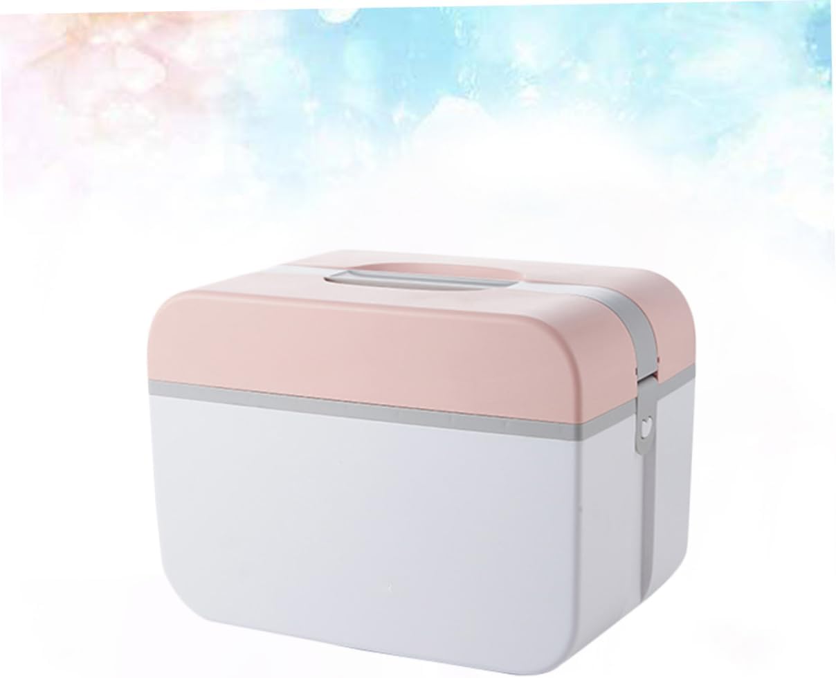 First Aid Box Handle Portable Medicine Storage Case for Emergency Multi-Functional Double Layer Medicine Drawer Box Pink