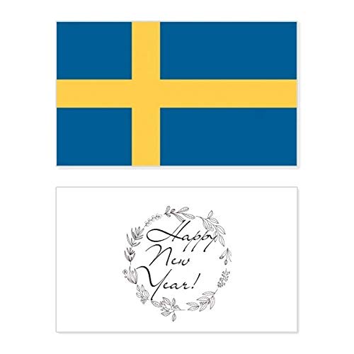 Tarjeta conmemorativa de Año Nuevo con bandera de Suecia y bendiciones