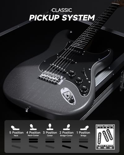Image of DONNER DST-80 Electric Guitar 39 inch Beginner Electric Guitar Kit with Amp, Classic SSS Pickup Complete with Gig Bag, Tuner, Capo, Strap, Picks, and Free Online Lessons