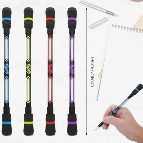 Image of 2Pcs Spinning Pen Mod Set, Rotatable Finger Spinner Rollerball Pens with Non-Slip Weighted Design, Black Ink Writing Pens for Kids, Teens & Students