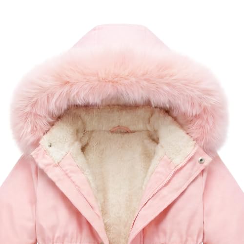 Image of Girl Winter Coat Heavyweight Hooded Puffer Jacket Kid Parka Outwear | Detachable Faux Fur Hood; Soft Fleece-Lined; Water-Resistant Outerwear; Zip-Up Cold-Weather Clothes; 2 Front Flap Pockets