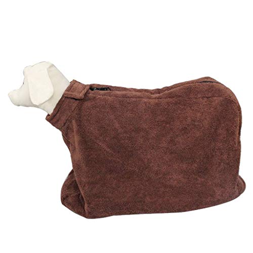 Tubayia Mikrofaser Hundebademantel Schnell Trocknend Haustier Katze Hund Bademantel mit Reißverschluss (L)