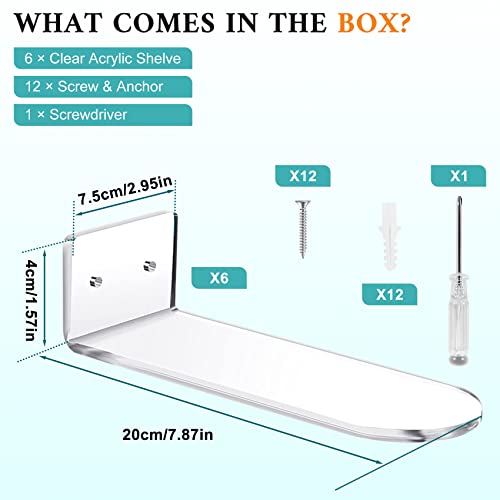 Myqqhbs 6 Pack Schwimmende Schuh Regale, Transparente Acryl Schuh Regale Montiert EIN der Wand, für die Anzeige Von SammlerstüCken für Schuhe und Sneaker