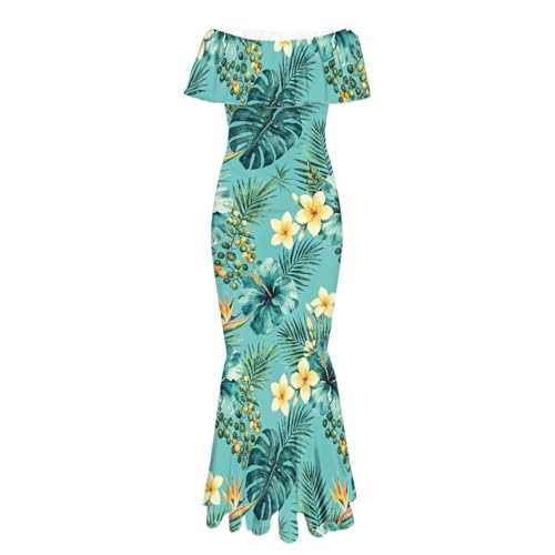 Image of Polynesian for Women S-7XL Off Shoulder Maxi Dress Hawaiian Summer Dresses