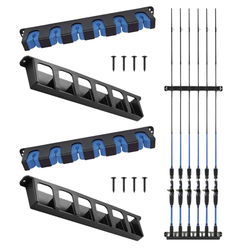 Porta Canna Da Pesca Per Garage, 2 Paio Di Supporti Per Canna Da Pesca, Supporto Verticale Per Portacanne Parete Per Garage, Barca Per 6 Da, Accessori Da Blu