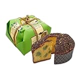 Chiostro di Saronno Handwerklicher Panettone mit Pistaziencreme 750 g, Langsam Fermentierter Panettone, Gefüllter Panettone mit Pistaziencreme, Überzogen mit dunkler Schokolade und Pistazienstreuseln
