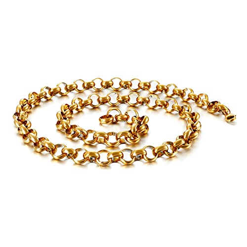 Chaine maille jaseron en acier inoxydable pour homme et femme, collier moto punk argent ou or