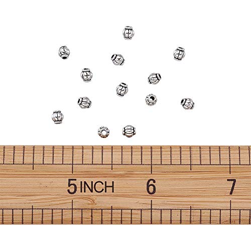 Kissitty 100-Piece Tibetan Style Antique Silver Corrugated Pumpkin Tiny Spacer Beads 4Mm Diy Jewelry Making Metal Findings #TOP5
