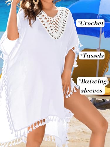 Crochet Coverups for Women,Sexy Backless Sheer Boho Swimsuit Coverup,Plus Size Swim Cover Up Dress Beach Vacation2