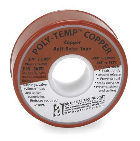 Antiseize Tape, 3/4 In. W, 600 In. L