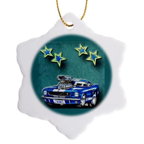 3dRose ORN_128830_1 Blown Mustang Vintage Race Car with Stars for The Classic Car Lover...