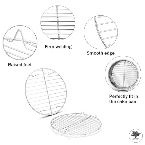 Image of Sulfar Round Cooking Rack, Baking Cooling Steaming Grilling Rack Stainless Steel, Fits Air Fryer /Stockpot /Instant Pot /Pressure Cooker /Round Cake Pan, Oven & Dishwasher Safe
