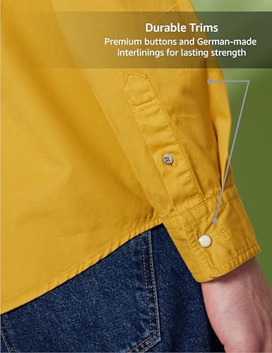 Image of Symbol Premium Men's Washed Cotton Twill Casual Shirt - Regular Fit | Pure Cotton (Available in Plus Sizes)