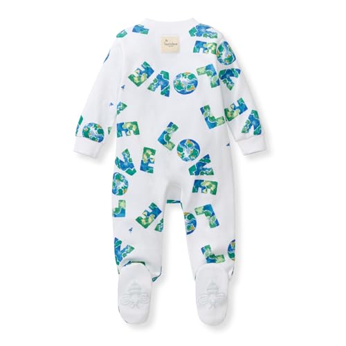 Image of Burt's Bees Baby unisex-baby Sleep & Play, Organic One-piece Romper-jumpsuit Pj, Zip Front Footed Pajama