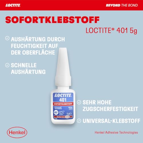 Loctite 401 Sekundenkleber, hochfest für Reparaturen, Cyanacrylat, 1x5g – Ansicht 2