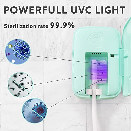 gfu toothbrush sanitizer case rechargeable portable toothbrush cleaner fits for all toothbrushes head used for home travel camping business trip green