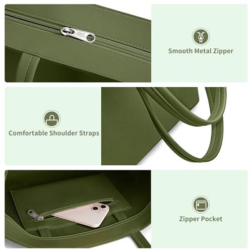 Image of KALIDI Tote Bag Zipper Shoulder Bag Faux Leather Purses Satchel for Women Casual Handbag Work Dating College