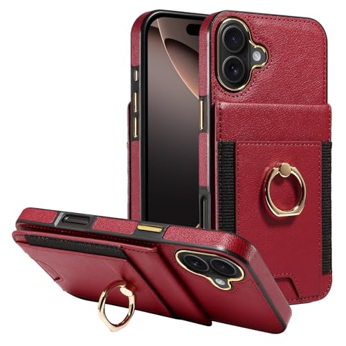 Étui iPhone 16 Plus rouge anti-piratage RFID protège vos cartes et votre écran