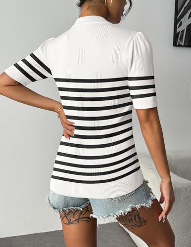 Image of Zeagoo Womens Short Sleeve Sweaters Soft Casual V Neck Pullover Tops Lightweight Knit Sweater Blouse