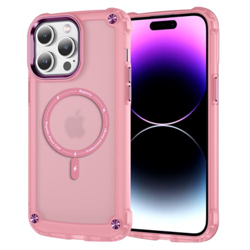Étui de charge magnétique antichoc hybride mat rose iPhone 13