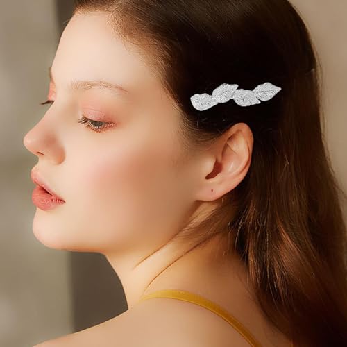 Pinza para el cabello Zeshimb decorada con hojas de cristal y baño plateado, diseño geométrico antideslizante para estilismo y bodas miniatura 5